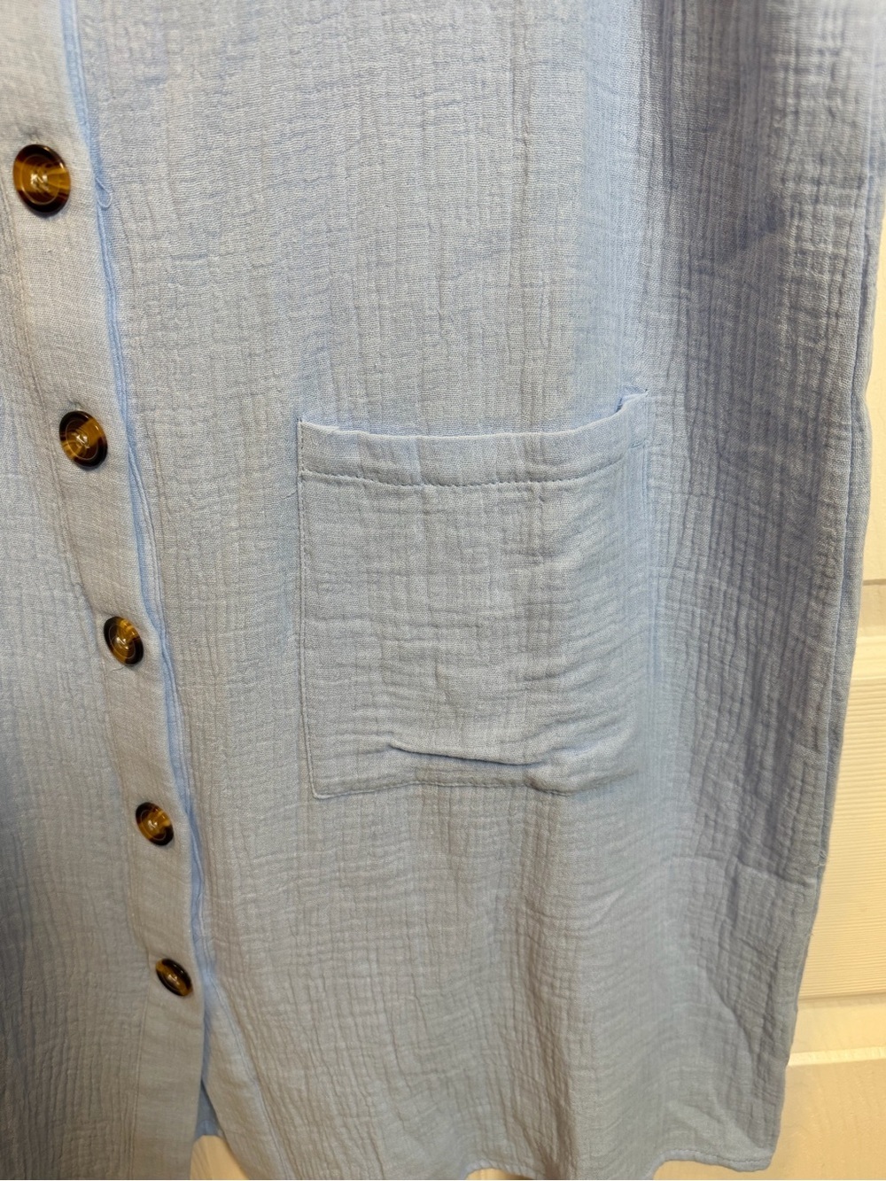 CHICME Light Blue Gauze Button Front Shirt Dress Tunic XXL Pockets - Picture 5 of 8
